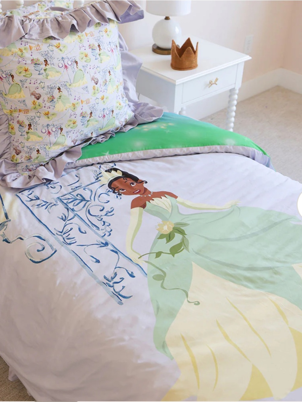 Posh Peanut Disney Princess Tiana Reversible Duvet Cover in Lavender & Yellow